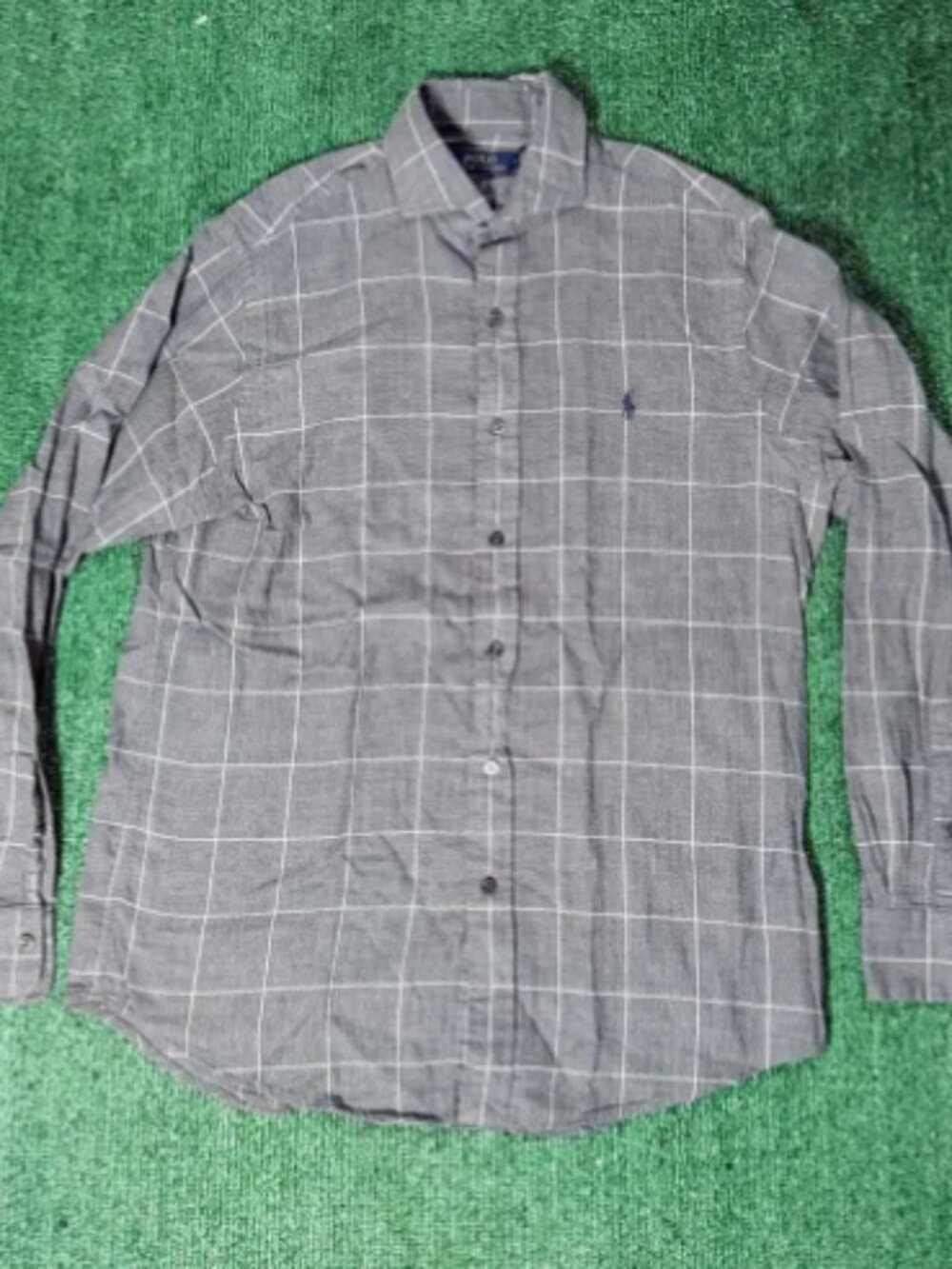 Polo Ralph Lauren Gray Windowpane Check Long Sleeve Button Down Shirt Medium